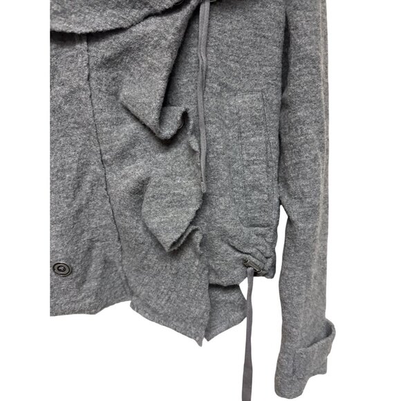 Free People Women's Sweater Hooded Cinch Front Wool Grey Cardigan Size Medium - Picture 5 of 12